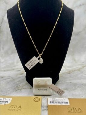 STUNNING Moissanite Pear Solitaire Set - Necklace & Earrings (Passed Tester!)